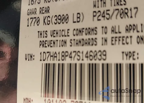 2007 Dodge Ram 1500 Slt из США, поврежденный, VIN 1D7HA18P47S146039